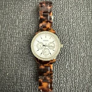 Women’s Fossil Tortoise Shell and Silver Watch